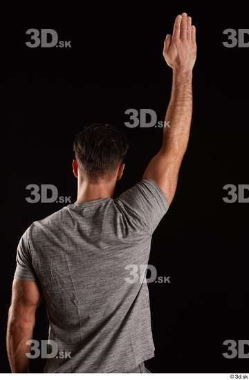 Arm Back Man White Shirt Muscular Studio photo references