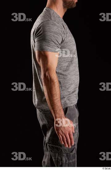 Arm Man White Shirt Muscular Studio photo references