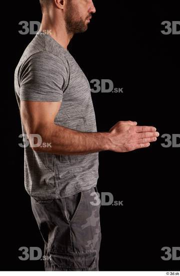 Arm Man White Shirt Muscular Studio photo references