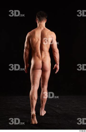 Whole Body Back Man White Nude Muscular Walking Studio photo references