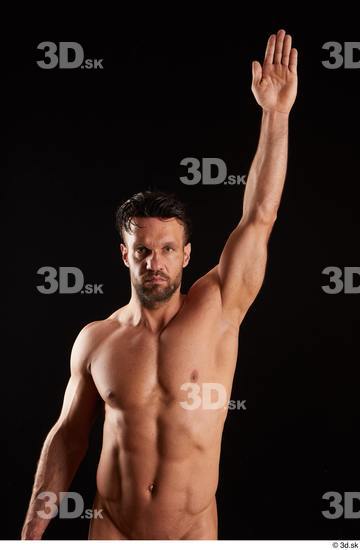 Arm Man White Nude Muscular Studio photo references