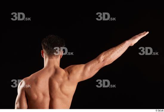 Arm Back Man White Nude Muscular Studio photo references