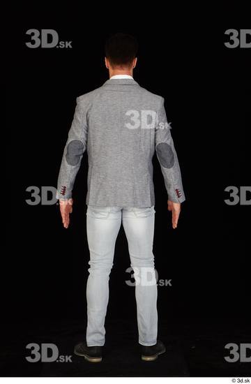 Whole Body Man White Shoes Shirt Jeans Jacket Muscular Standing Studio photo references