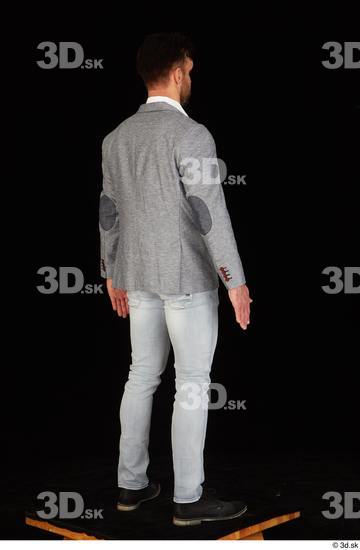 Whole Body Man White Shoes Shirt Jeans Jacket Muscular Standing Studio photo references