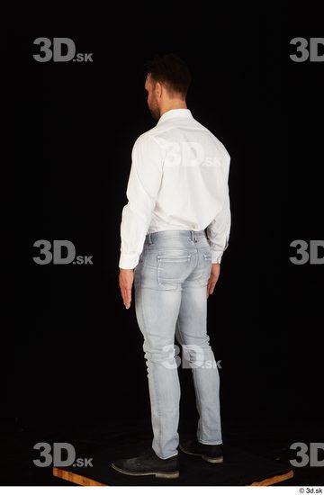 Whole Body Man White Shoes Shirt Jeans Muscular Standing Studio photo references