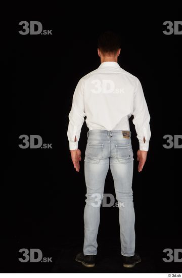 Whole Body Man White Shoes Shirt Jeans Muscular Standing Studio photo references