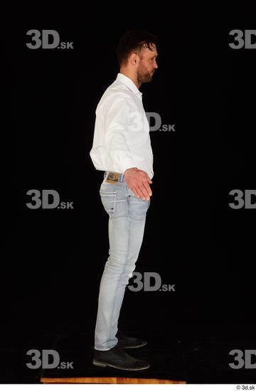 Whole Body Man White Shoes Shirt Jeans Muscular Standing Studio photo references