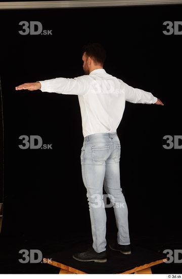 Whole Body Man T poses White Shoes Shirt Jeans Muscular Standing Studio photo references
