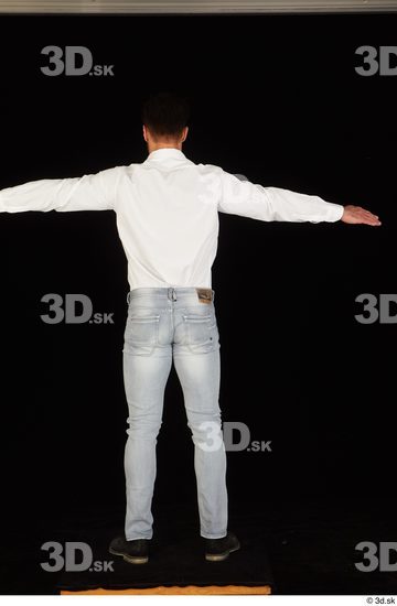 Whole Body Man T poses White Shoes Shirt Jeans Muscular Standing Studio photo references