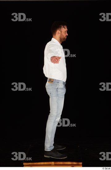 Whole Body Man T poses White Shoes Shirt Jeans Muscular Standing Studio photo references