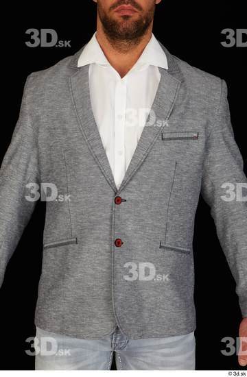 Upper Body Man White Jacket Muscular Studio photo references