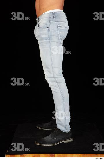 Leg Man White Shoes Jeans Muscular Studio photo references