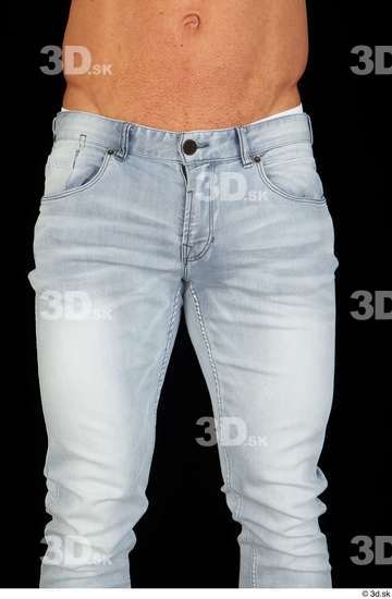 Thigh Man White Jeans Muscular Studio photo references