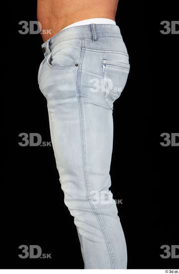 Thigh Man White Jeans Muscular Studio photo references