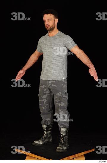 Whole Body Man White Casual Shirt Trousers Muscular Standing Studio photo references