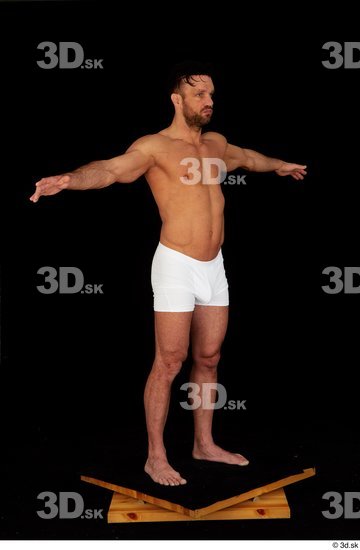 Whole Body Man T poses White Underwear Muscular Standing Studio photo references