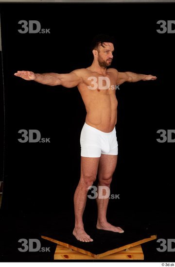 Whole Body Man T poses White Underwear Muscular Standing Studio photo references