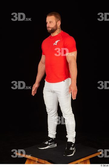 Whole Body Man White Shirt Pants Muscular Standing Studio photo references