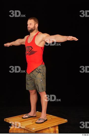 Whole Body Man T poses White Shorts Muscular Standing Top Studio photo references