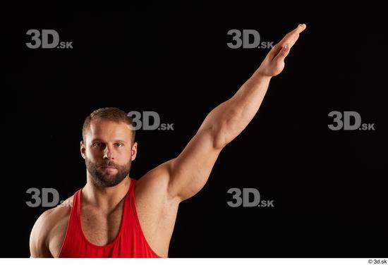 Arm Man White Muscular Top Studio photo references