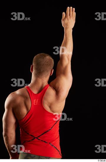 Arm Back Man White Muscular Top Studio photo references