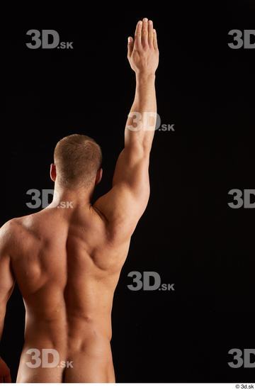 Arm Back Man White Nude Muscular Studio photo references