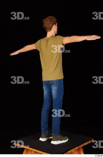 Whole Body Man T poses White Casual Shirt Jeans Slim Standing Studio photo references