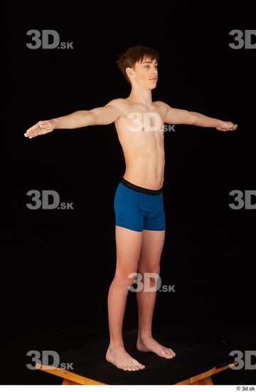 Whole Body Man T poses White Underwear Slim Standing Studio photo references