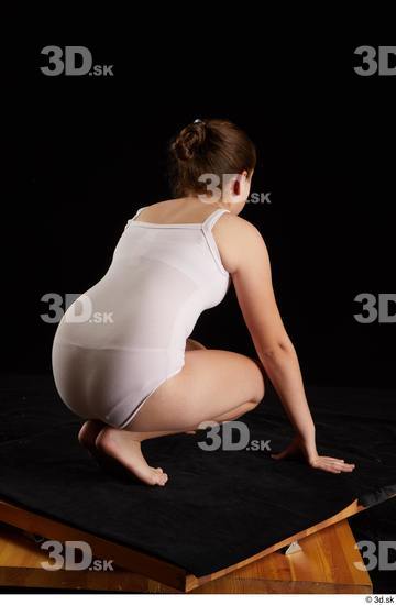Whole Body Woman White Underwear Average Kneeling Studio photo references