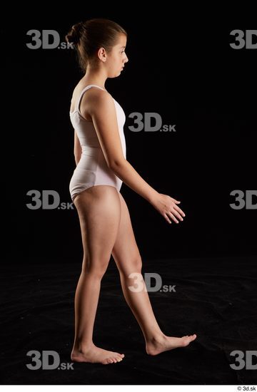 Whole Body Woman White Underwear Average Walking Studio photo references