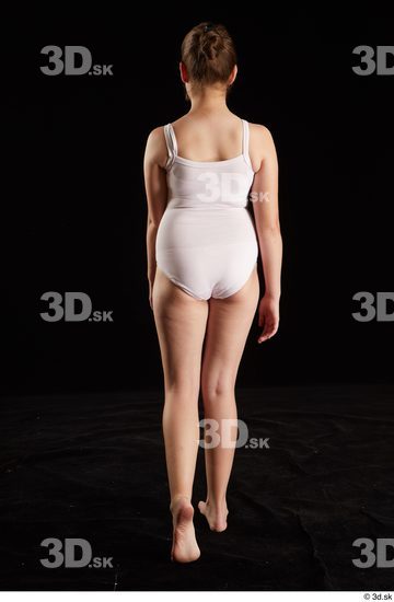 Whole Body Back Woman White Underwear Average Walking Studio photo references
