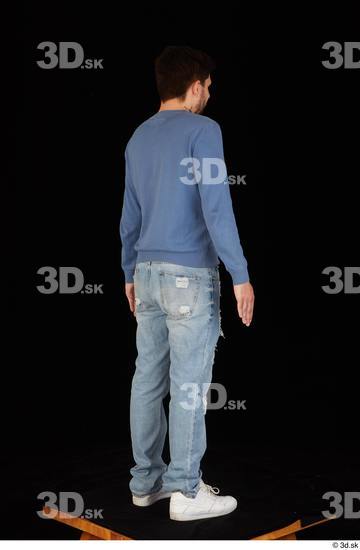 Whole Body Man White Sweatshirt Jeans Slim Standing Studio photo references