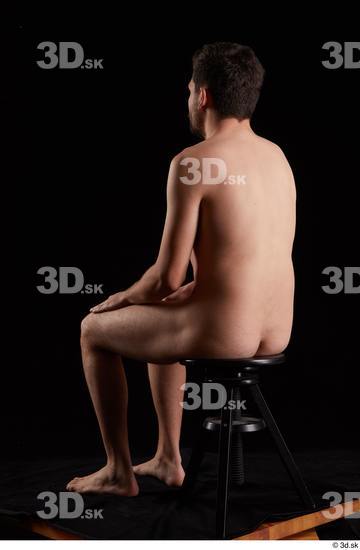 Whole Body Man White Nude Slim Sitting Studio photo references