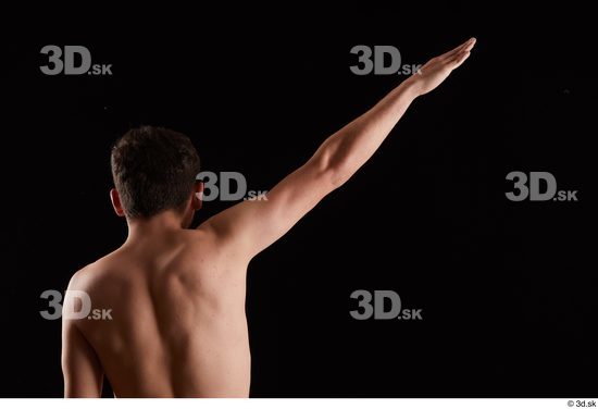 Arm Back Man White Nude Slim Studio photo references