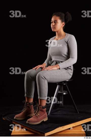 Whole Body Woman Black Sweatshirt Trousers Average Sitting Studio photo references