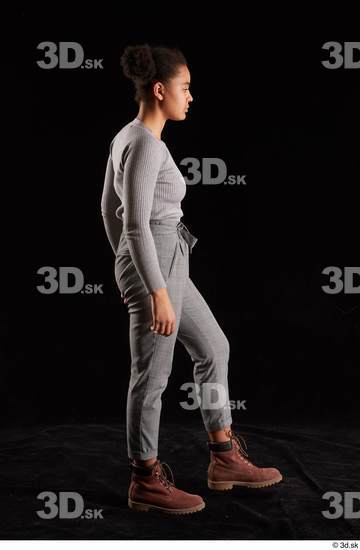 Whole Body Woman Black Sweatshirt Trousers Average Walking Studio photo references