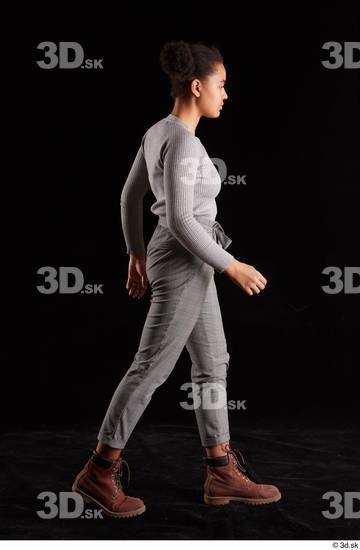 Whole Body Woman Black Sweatshirt Trousers Average Walking Studio photo references