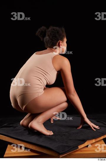 Woman Black Underwear Average Walking Kneeling Studio photo references