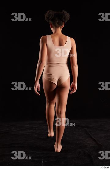 Whole Body Back Woman Black Underwear Average Walking Studio photo references