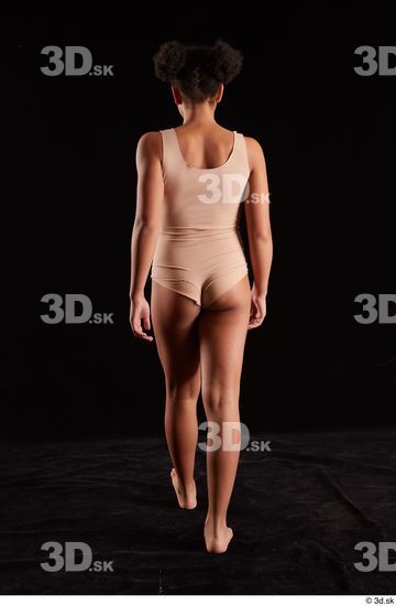 Whole Body Back Woman Black Underwear Average Walking Studio photo references