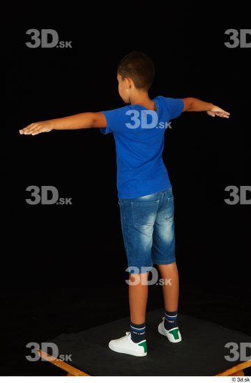 Whole Body Man T poses White Shirt Jeans Shorts Slim Standing Studio photo references