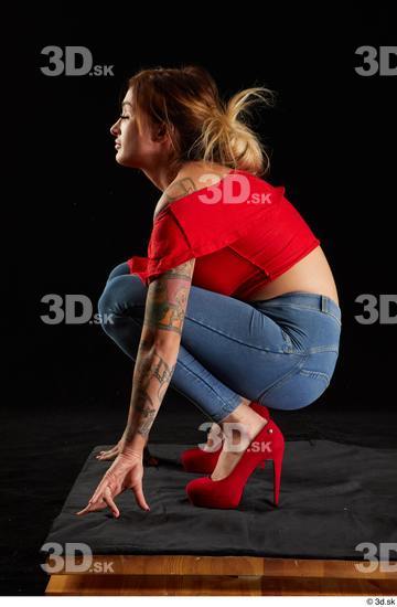 Woman White Slim Female Studio Poses