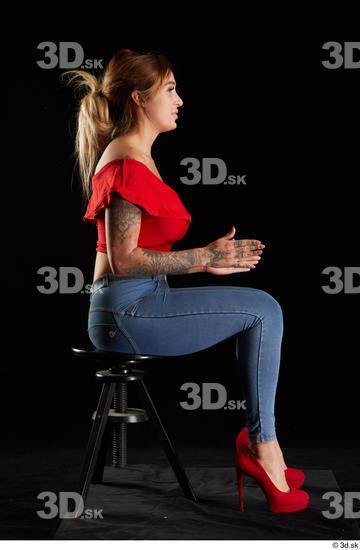 Woman White Slim Female Studio Poses