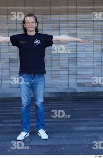 Whole Body Man T poses White Casual Slim Standing Street photo references