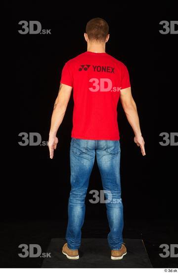 Whole Body Man White Shoes Shirt Jeans Slim Standing Studio photo references