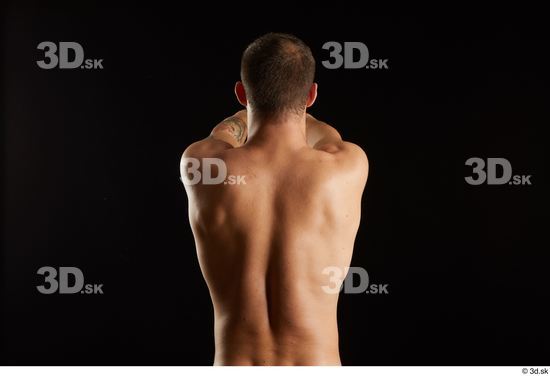 Arm Back Man White Nude Slim Studio photo references