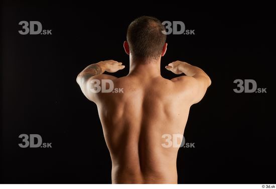 Arm Back Man White Nude Slim Studio photo references