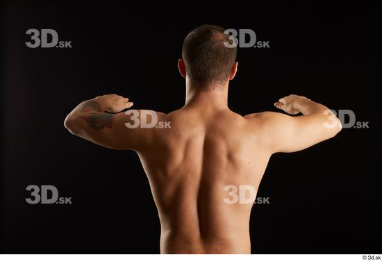 Arm Back Man White Nude Slim Studio photo references