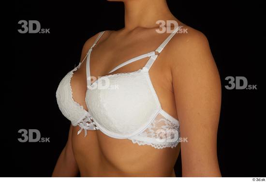 Chest Woman White Underwear Bra Average Studio photo references