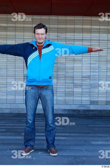 Whole Body Man T poses White Casual Slim Standing Street photo references